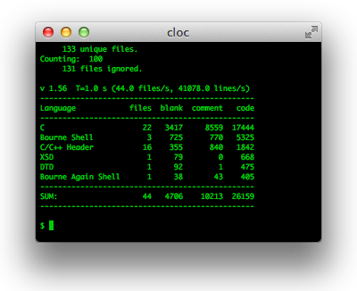 cloc screenshot